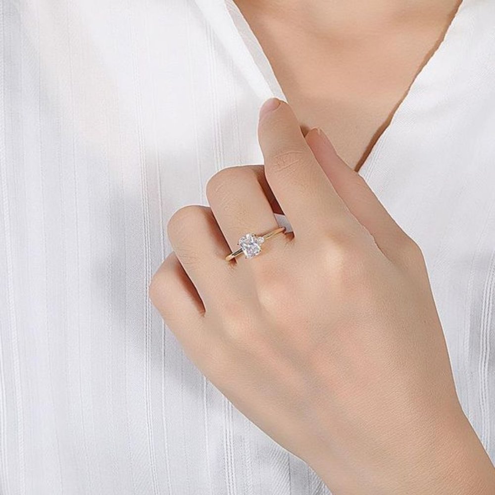 Plated 14K Silver Engagement Ring